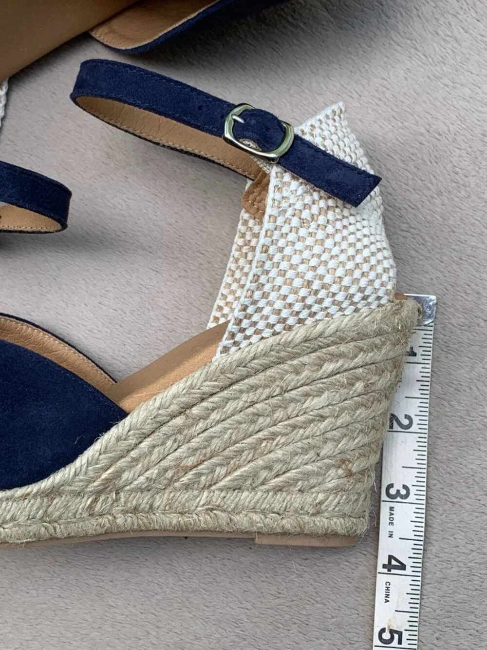Paseart Genuine Suede Espadrille Wedge Sandals Sz38 NWOT